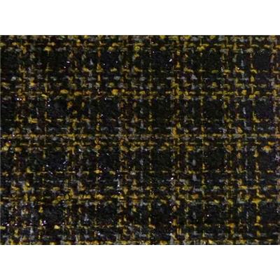 Tissu Tweed Noir / Jaune / Gris / Fils Brillants Noir