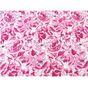 Tissu Poly-Coton Imprimé Fleurs Aquarelles Rose