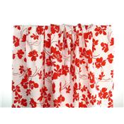 Tissu Crepon de Coton Fleurs Blanc / Rouge