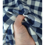 Tissu Flanelle 100 % Viscose Maxi Vichy Marine & Ecru