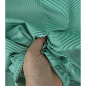 Tissu Popeline 100 % Coton Fines Rayures Vert & Blanc
