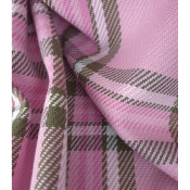 Tissu Sergé 100 % Coton Bio TARTAN Rose / Kaki