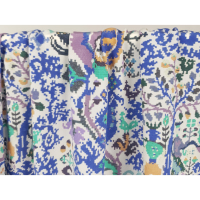 Tissu Crepe de Soie Stretch Blue Pixel