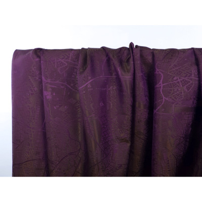 Tissu Doublure Sergé Viscose LONDON Map Prune