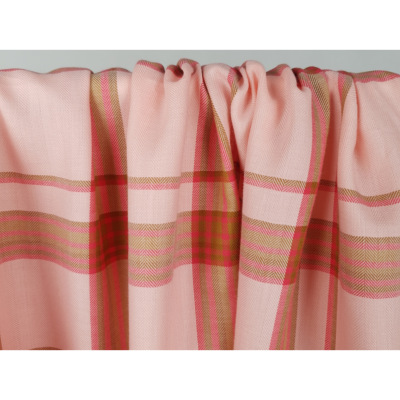 Tissu Sergé Léger TARTAN Rose & Camel