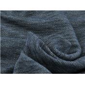 Tissu Molleton Bleu Jeans Flammé Noir / Lurex Argent