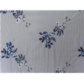 Tissu Popeline Poly / Coton Rayé & Broderie