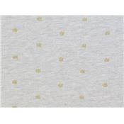 Tissu Jersey Motifs Pois et Couronnes Paillettes Dorées