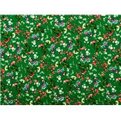 Tissu Jersey Viscose / Elasthanne Floral Vert Gazon