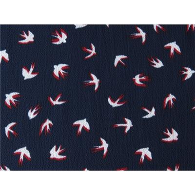 Tissu Crepe LONDRES Marine Imprimé Hirondelle Bicolore