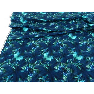 Tissu Jersey FUJI Papillons Bleu