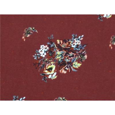 Tissu Jersey Imprimé Bouquets de Fleurs et Pois