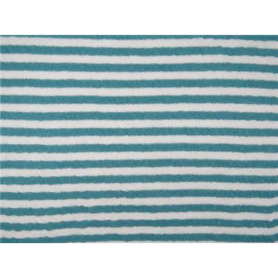 Tissu Jersey Rayures Turquoise / Blanc / Lurex Argent