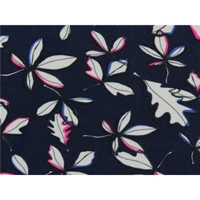 Tissu Jersey Viscose / Elasthanne Marine Imprimé Fleurs