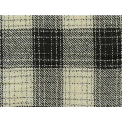 Tissu Lainage Motif Carreaux Ecru / Noir