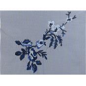 Tissu Popeline Poly / Coton Rayé & Broderie