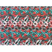 Tissu Voile de Viscose Imprimé Hibiscus et Feuillages