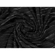 Tissu Maille Tricot Ajourée Flammée Lurex Argent / Noir