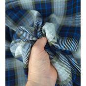 Tissu Sergé 100 % Coton Bio TARTAN Bleu / Kaki