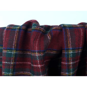 Tissu Lainage Double Face Tartan / Uni Bordeaux 