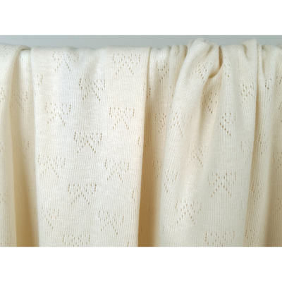 Tissu Maille Cote 2x2 Ajourée Noeuds Beige Clair