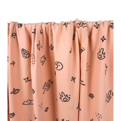 Tissu Maille Jersey Coton / Elasthanne Doodle Corail
