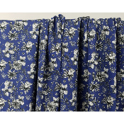 Tissu Popeline 100 % Coton Fleurs Bleu