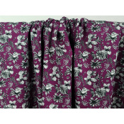 Tissu Popeline 100 % Coton Fleurs Magenta Foncé