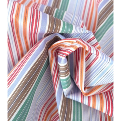 Tissu Popeline 100 % Coton Rayures Multi-Co