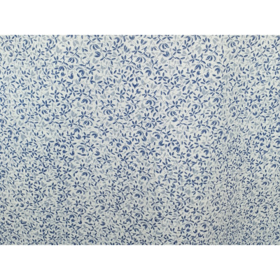 Tissu Popeline Fleurs Gris / Bleu