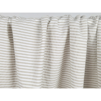 Tissu Seersucker Mélange Coton Rayé Beige / Blanc
