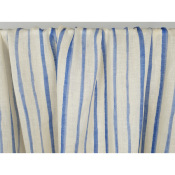Tissu Toile 100 % Lin Rayures Irrégulières Ecru / Bleu