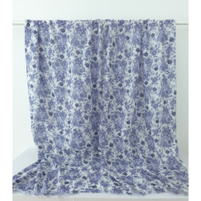 Tissu Voile de Coton Paisley Flowers Bleu