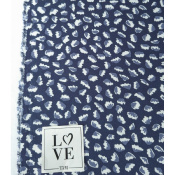 Tissu Twill de Viscose Abstract Flower Bleu Ardoise