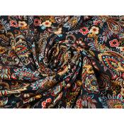 Tissu Voile de Viscose Paisley Noir