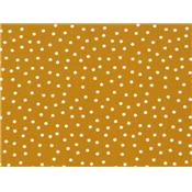 Tissu Crepe Moutarde Pois Blanc