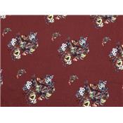 Tissu Jersey Imprimé Bouquets de Fleurs et Pois