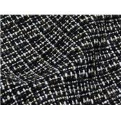 Tissu Tweed Noir / Blanc Lurex Doré