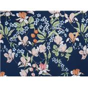 Tissu Crepe Lourd Fleurs Marine