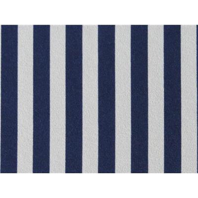 Tissu Crepe Ecru Imprimé Petite Rayure Verticale Bleu Marine