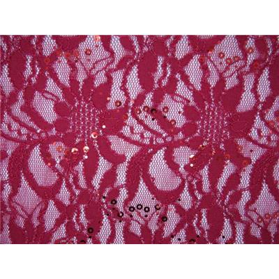 Tissu Dentelle Rouge avec Sequins Rouge