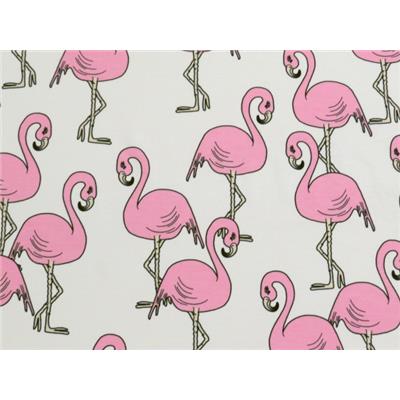 Tissu Jersey Coton / Elasthanne Imprimé Flamant Rose