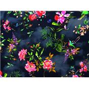 Tissu Jersey VENISE Fleurs, Oiseaux, Tie & Dye