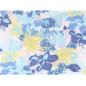 Tissu Jersey Viscose / Elasthanne Ecru Imprimé Fleurs et Feuillages