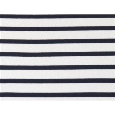 Tissu Jersey Viscose / Elasthanne Rayé Blanc Cassé / Marine