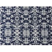 Tissu Poly-Viscose Imprimé Fleurs Marine / Blanc