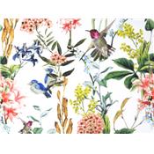 Tissu Satin de Coton RIO Fleurs & Oiseaux Ecru