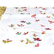 Tissu Viscose Oiseaux Crayonnés