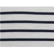 Tissu Jersey Cote 1x1 Rayé Blanc / Bleu Marine