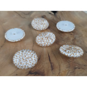 Bouton Rond Brod Fils Ecru & Or 25 mm